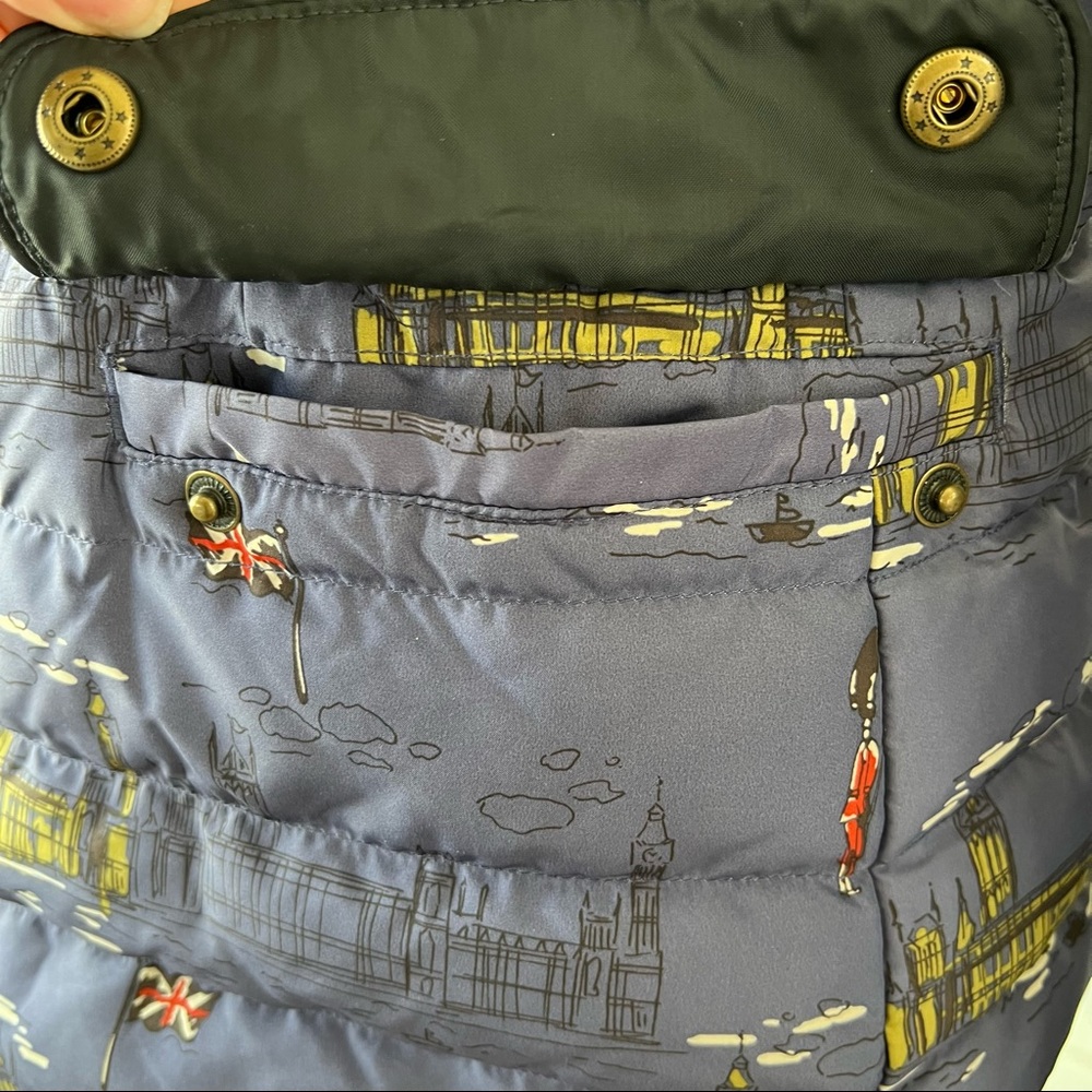 Boden Navy Puffer Jacket with Iconic City Print - Picture 3 of 10